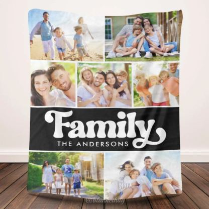 Family Personalized 7 Photos Fleece Blankets
