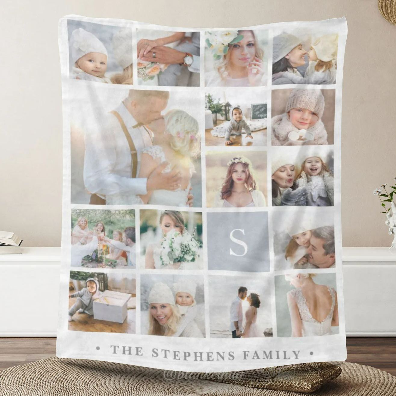 Personalized 16 Photos Fleece Blankets for Family