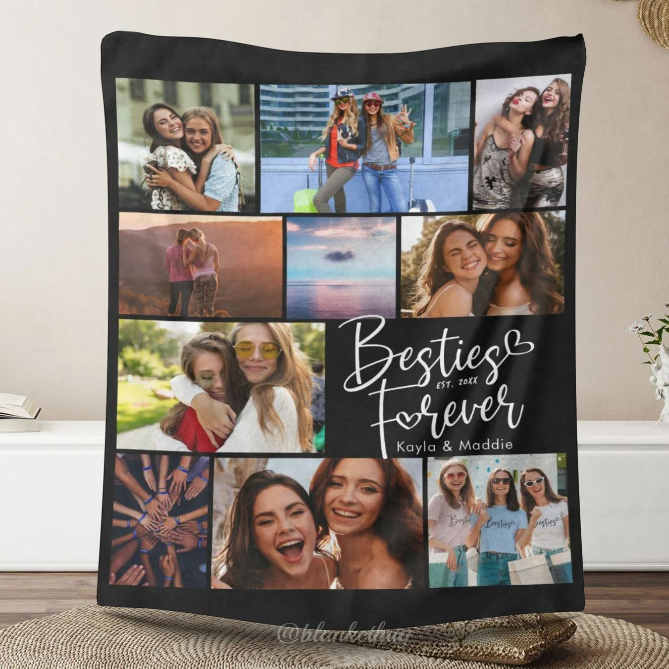 Besties Forever  Personalized 10 Photos Fleece Blankets 