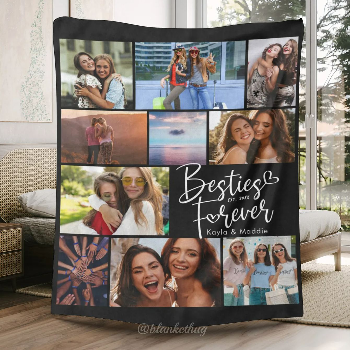 Besties Forever  Personalized 10 Photos Fleece Blankets 