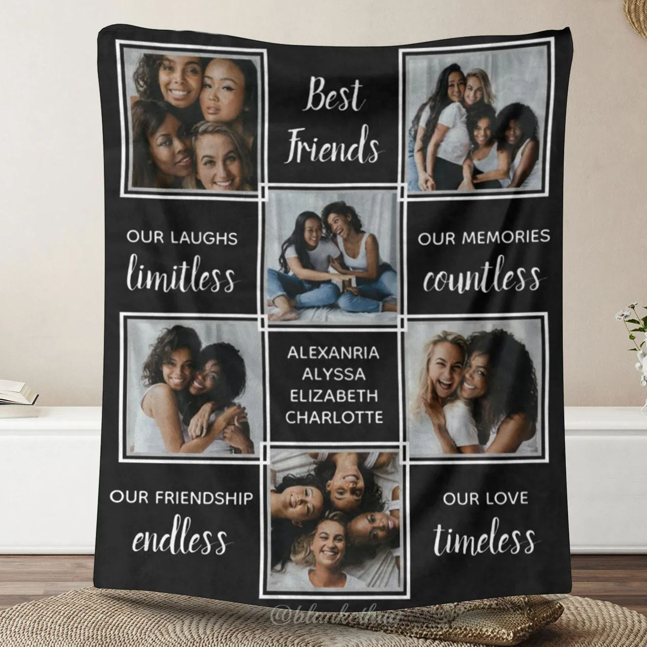 Best Friends  Personalized 6 Photos Fleece Blankets 