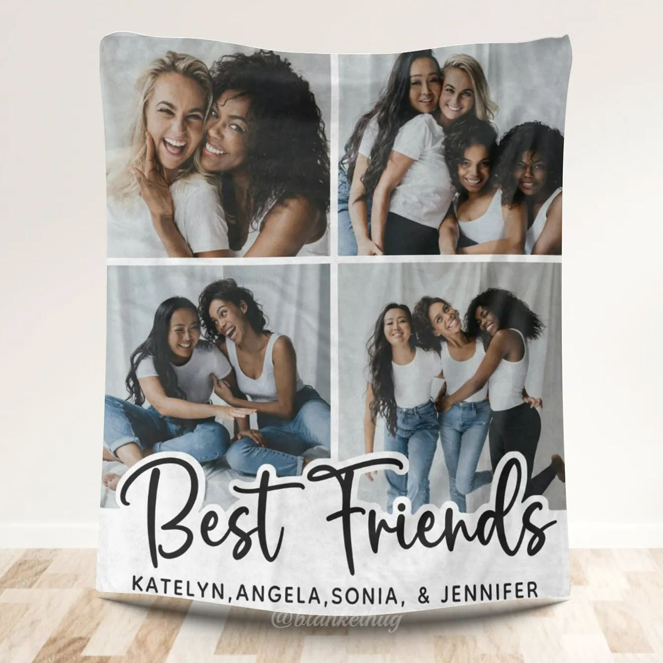 Best Friends Personalized 4 Photos Fleece Blankets 