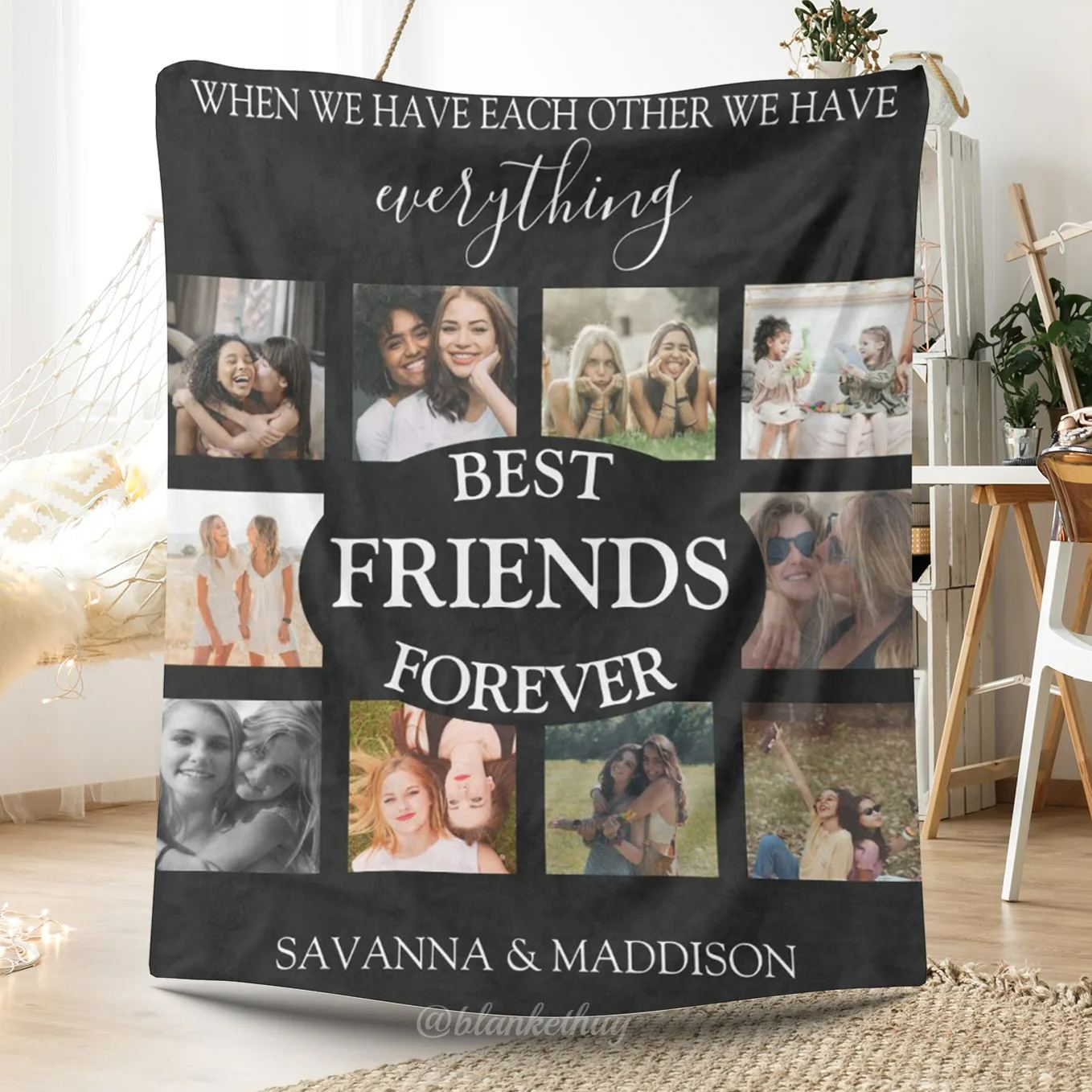 Custom 10 Photos Best Friends Forever Fleece Blankets 