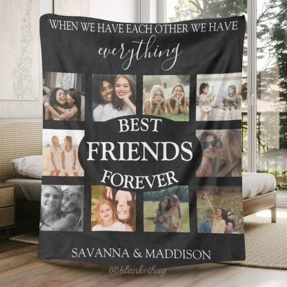 Custom 10 Photos Best Friends Forever Fleece Blankets 