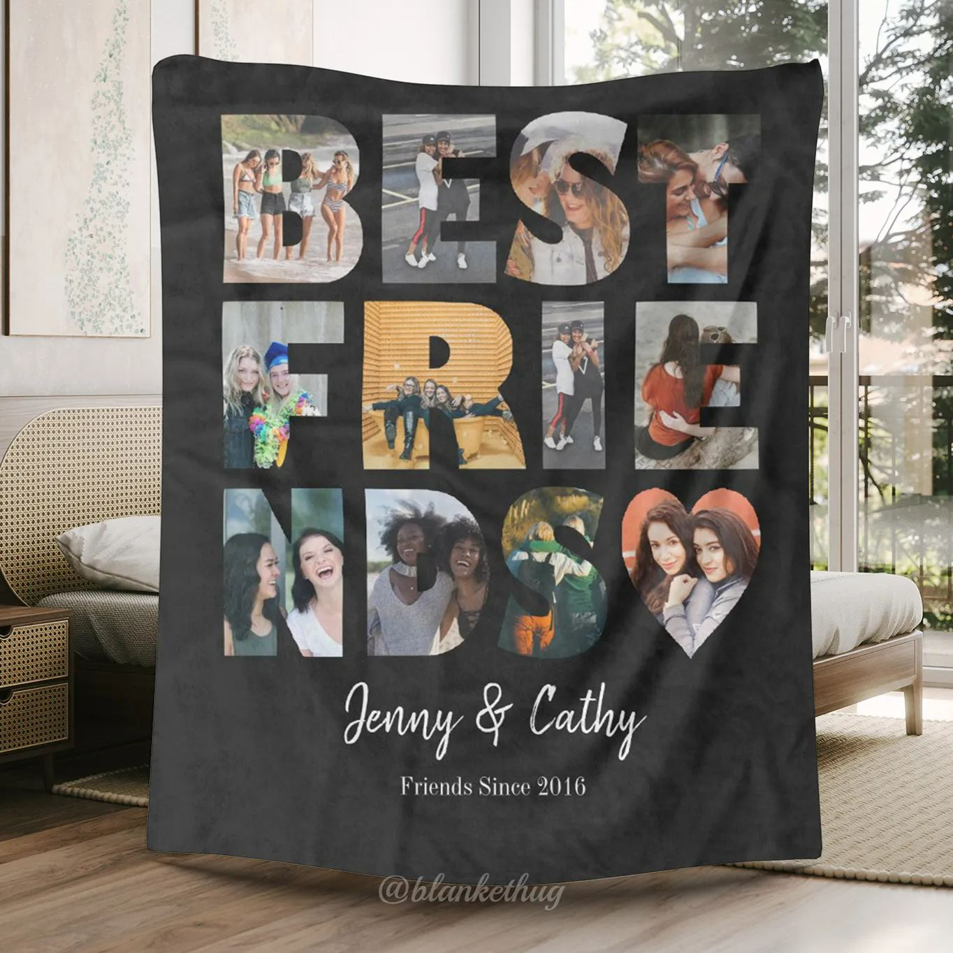 Custom 12 Photos Forever Fleece Blankets for Best Friends