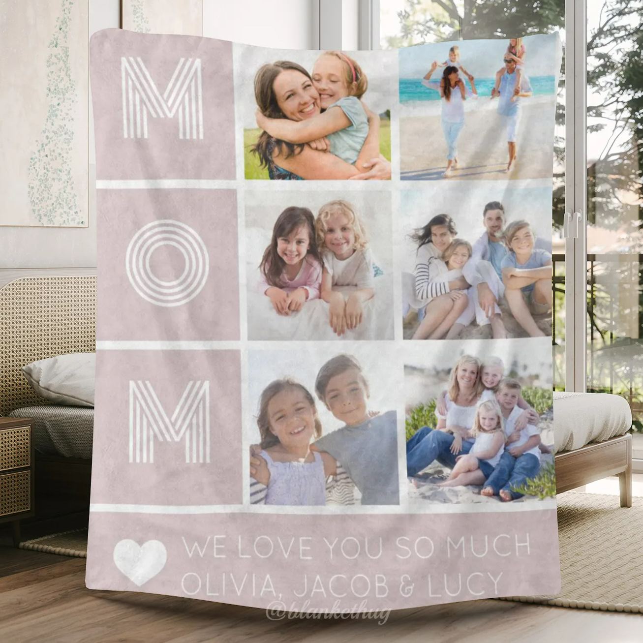 5 Photos Mom We Love You So Much Fleece Blanket