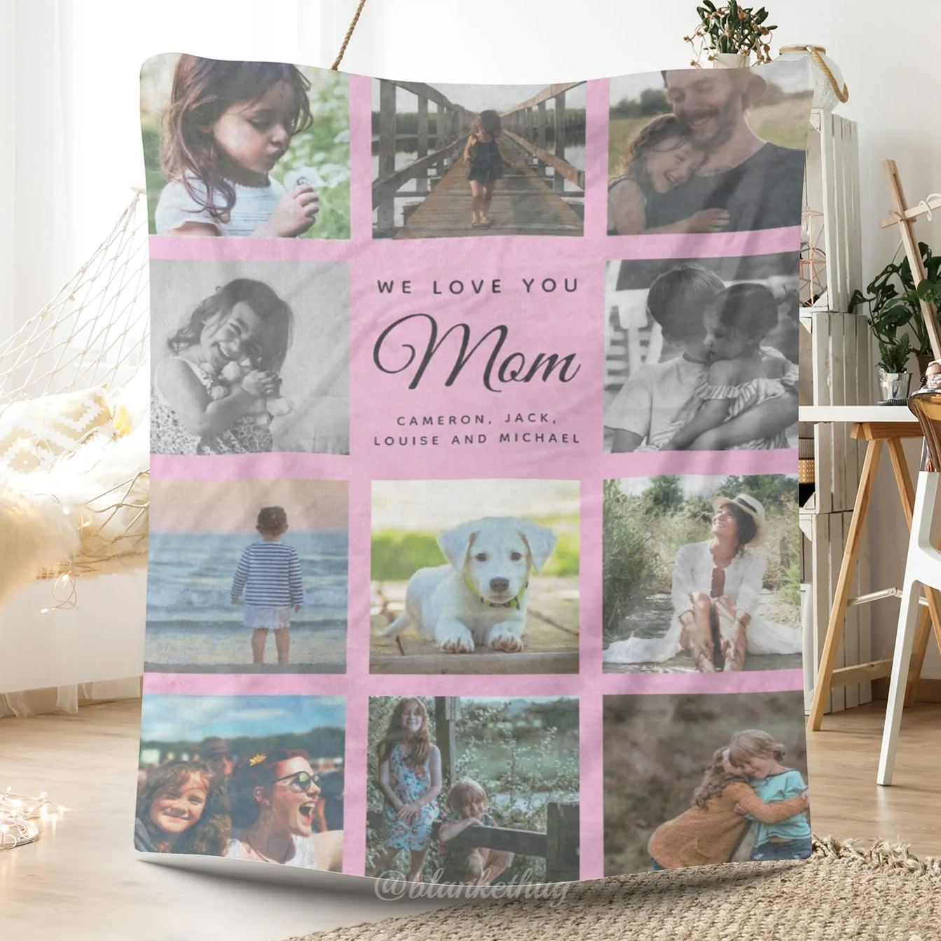 11 Photos Collage Mother's Day Family Fleece Blanket