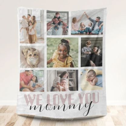  Personalized 9 Photos Mommy We Love You Fleece Blanket