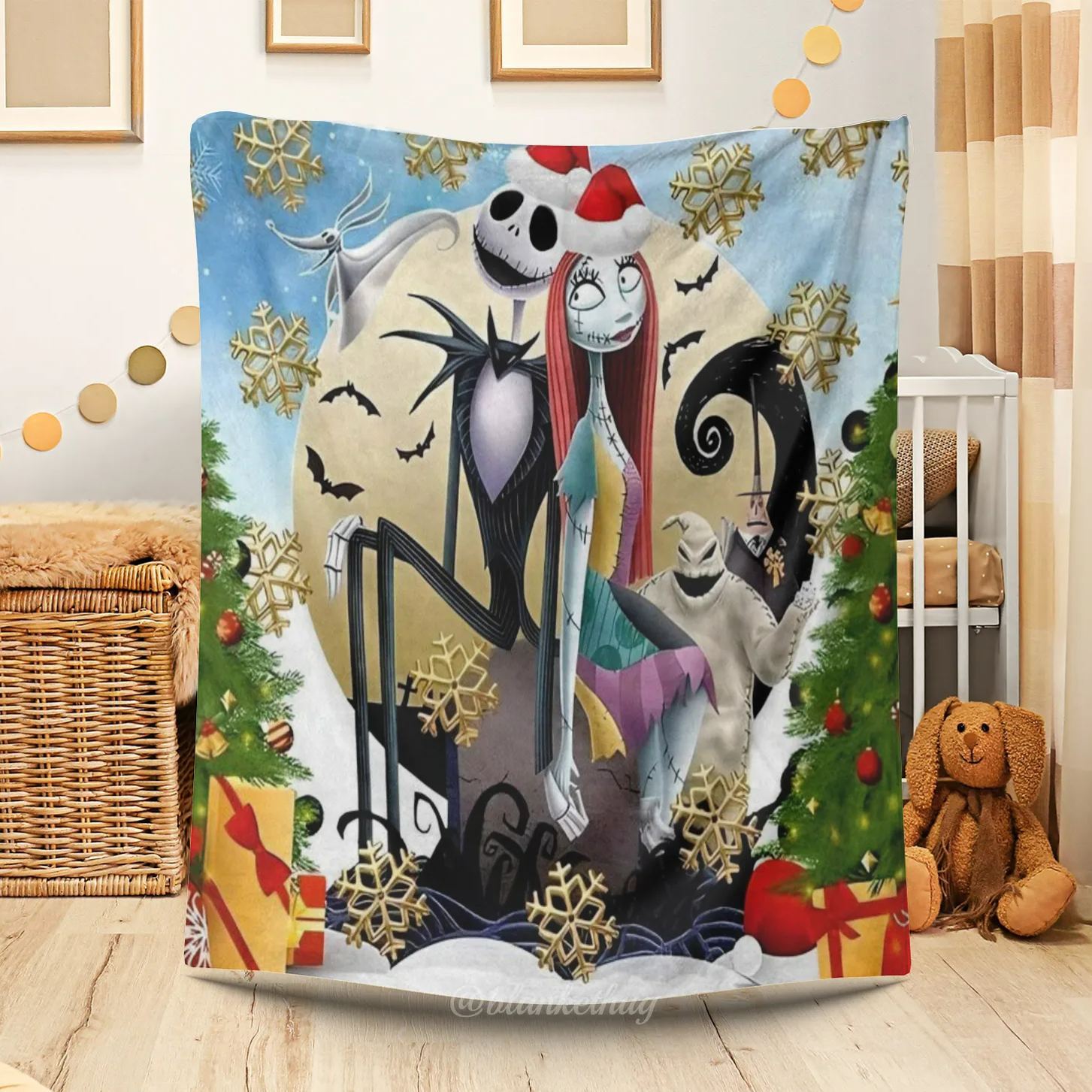Xmas Jack Skellington & Sally Throw Blanket