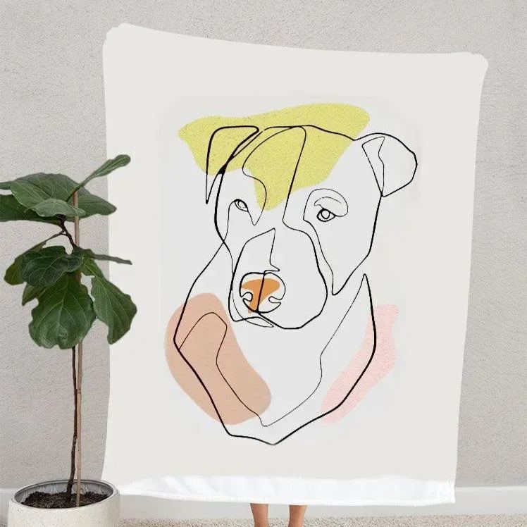 Custom Pet Line Art Blanket