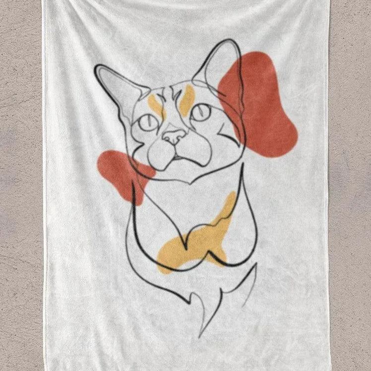 Custom Pet Line Art Blanket