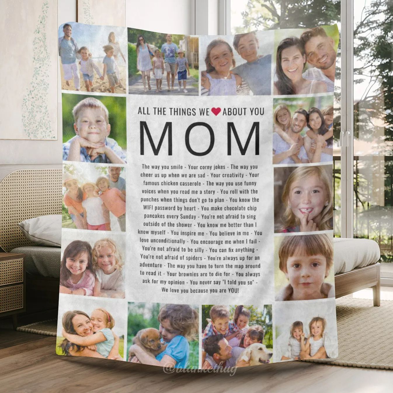 All The Things We Love About You Mom Personalized 14 Photos Fleece Blanket