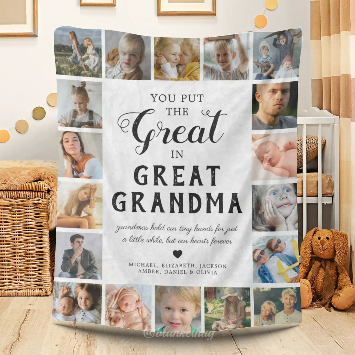 Great Grandma Custom 18 Photos Fleece Blanket