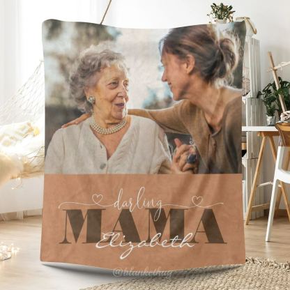 Darling Mama Photo Gift for Mom Fleece Blanket