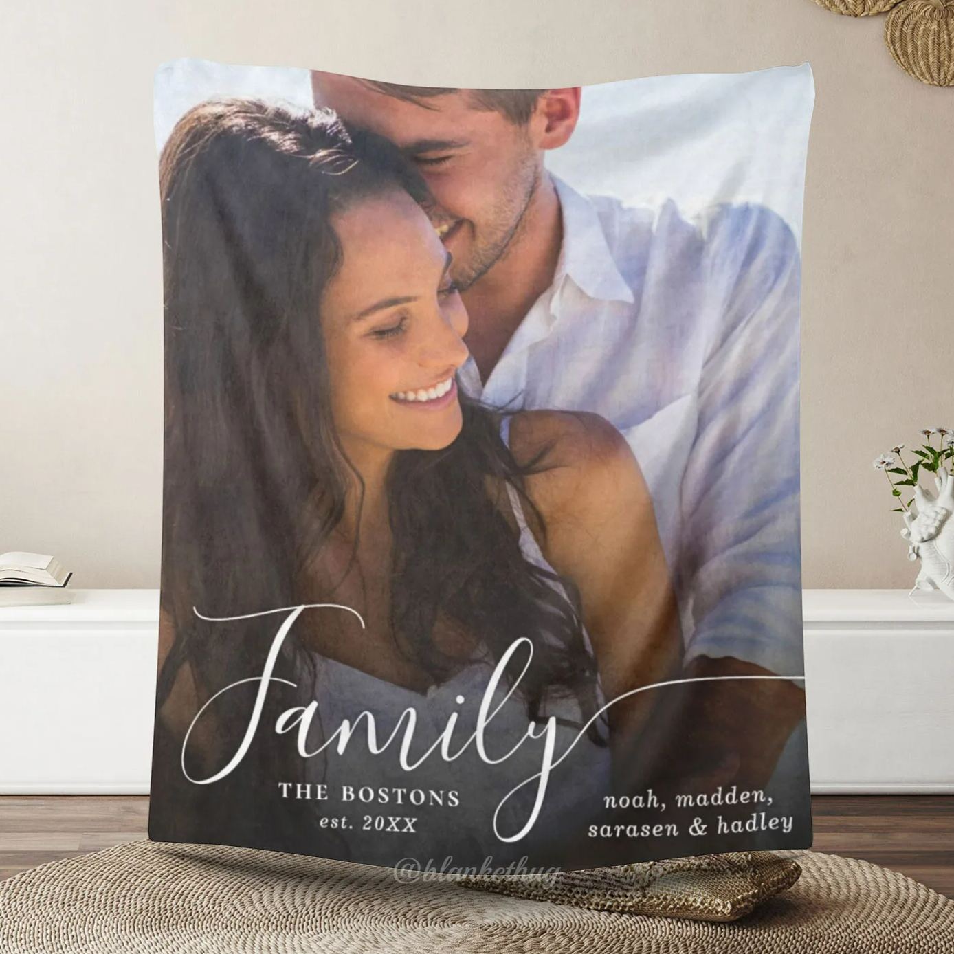 Custom 1 Photo Family Love Names Date Blanket