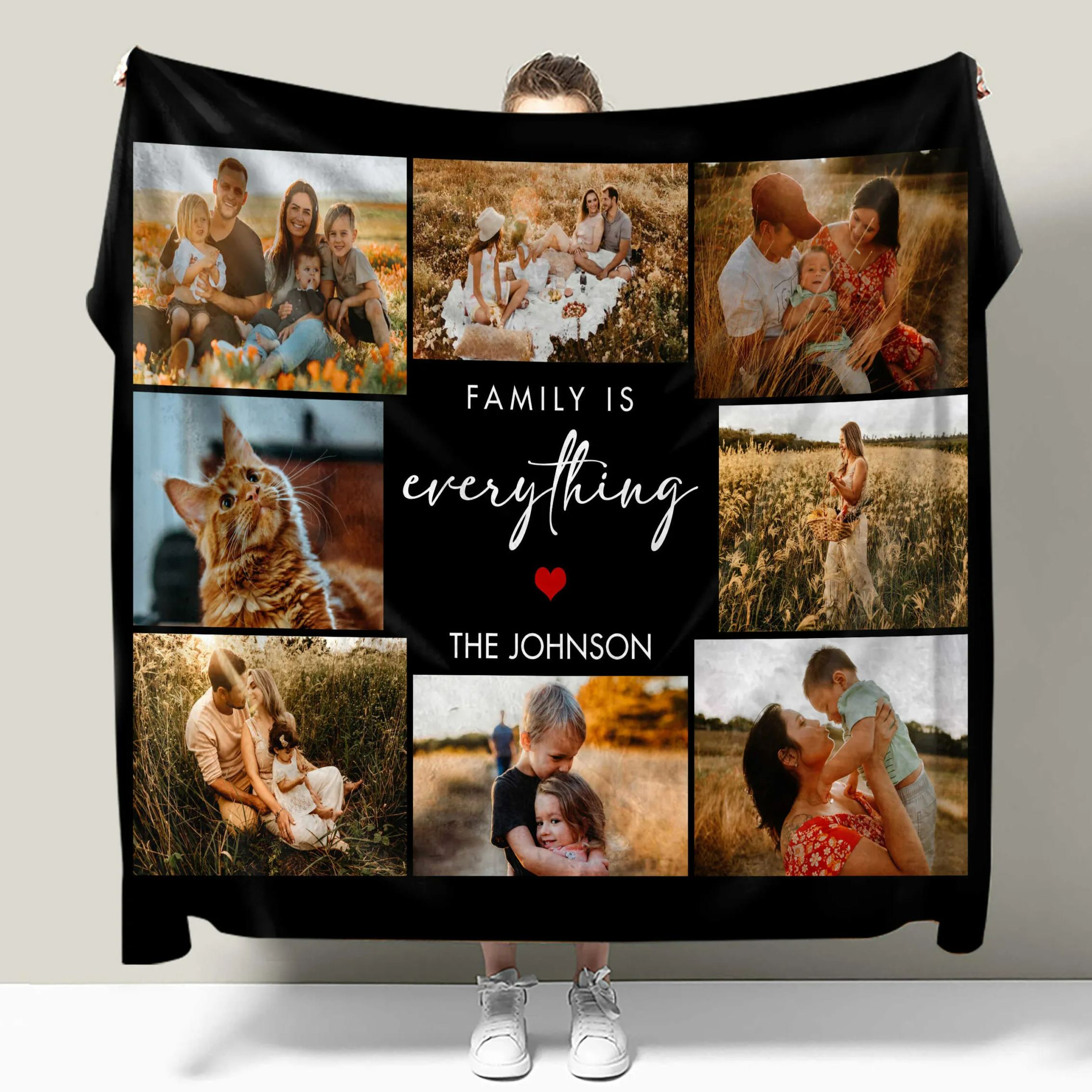 Family Is Everything 8 Photos Collage Blanket