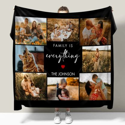 Family Is Everything 8 Photos Collage Blanket