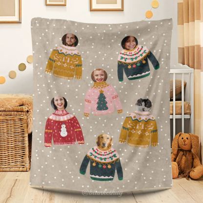 Floating Sweaters Fleece Photo Blanket