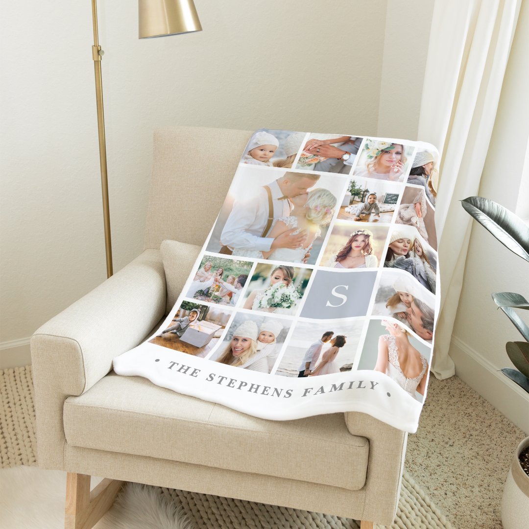 Personalized 16 Photos Fleece Blankets for Family