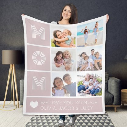 5 Photos Mom We Love You So Much Fleece Blanket