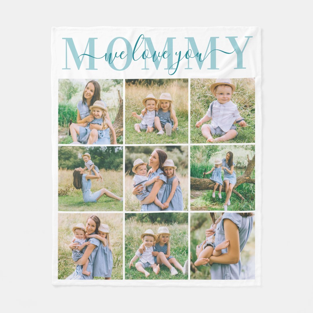 We Love Mommy 9 Photos Fleece Blanket