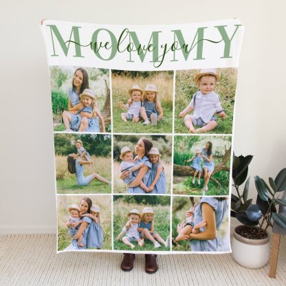 We Love Mommy 9 Photos Fleece Blanket