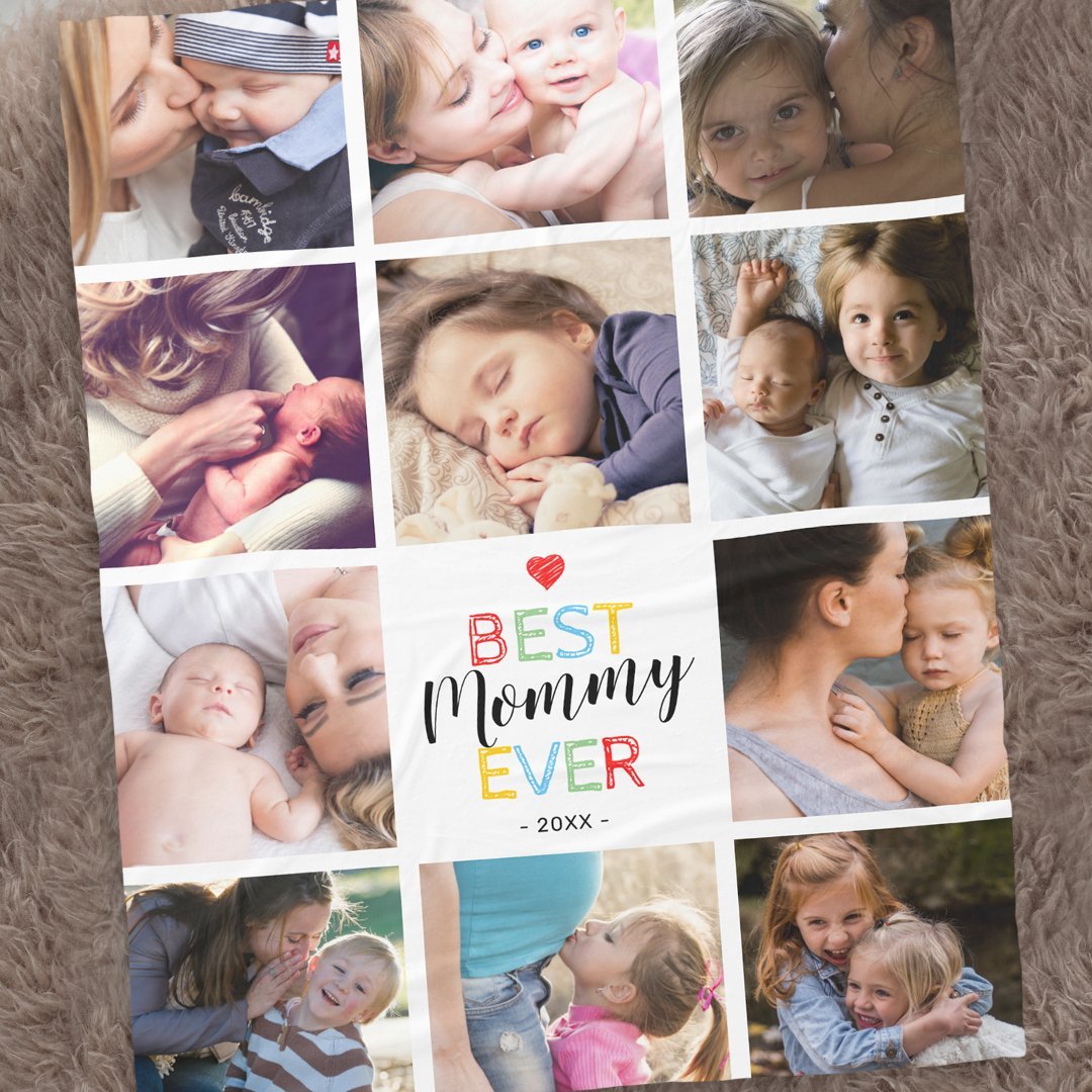 Personalized 11 Photos Best Mommy Ever Fleece Blanket