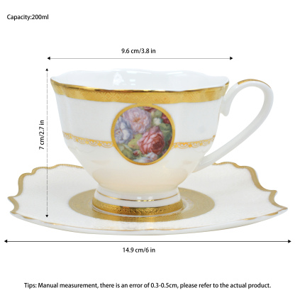 European Classical Style Bone China Ceramic gold porcelain High Quality coffee tea cup set