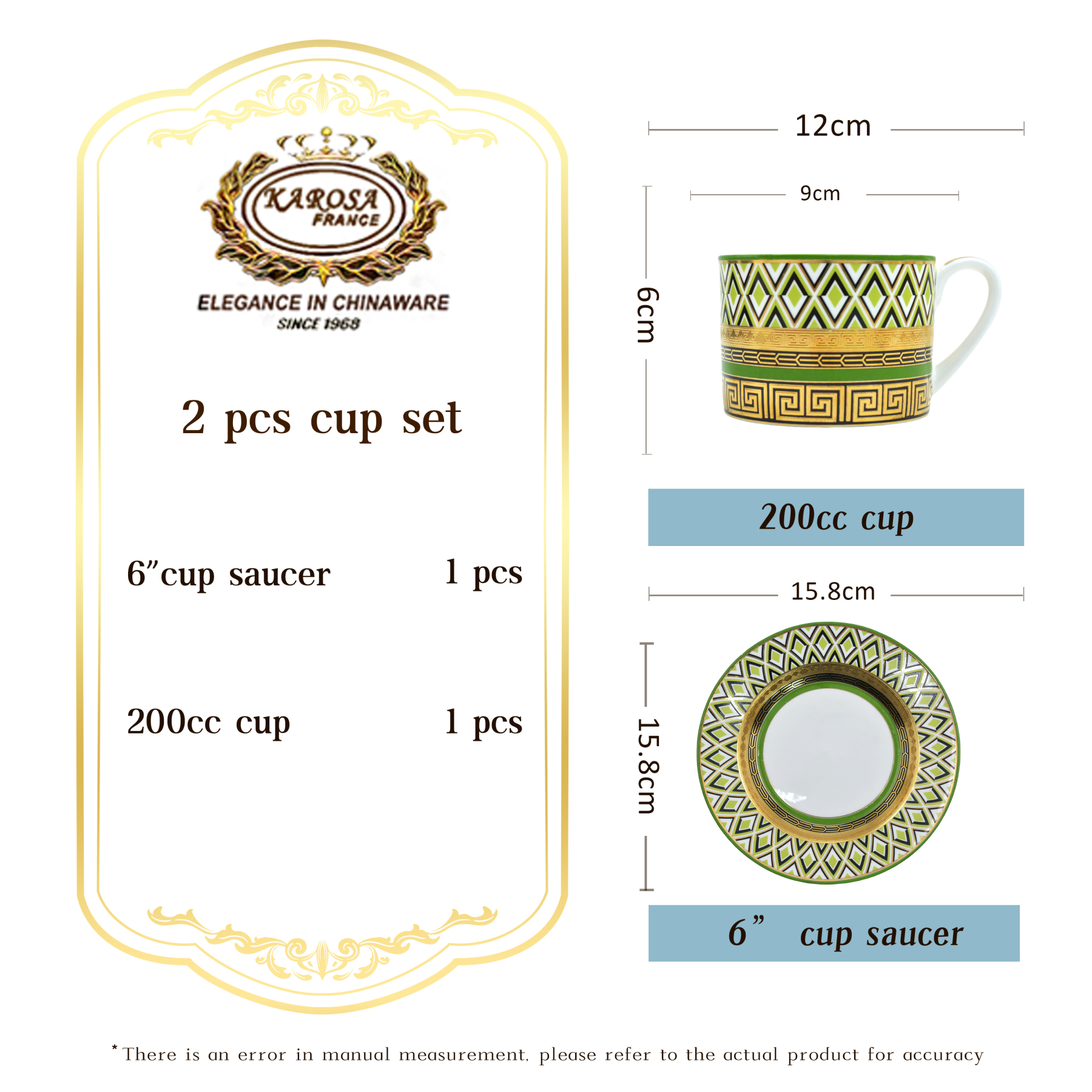 Elegant American porcelain luxury golden vintage 240cc cup sets for coffee and tea with luxury box