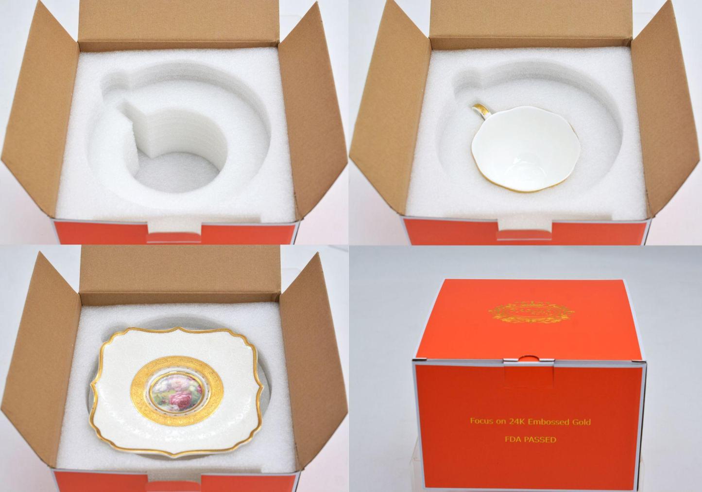 European Classical Style Bone China Ceramic gold porcelain High Quality coffee tea cup set