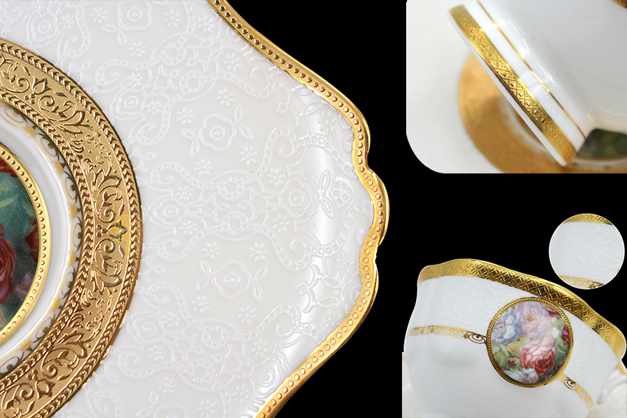 European Classical Style Bone China Ceramic gold porcelain High Quality coffee tea cup set