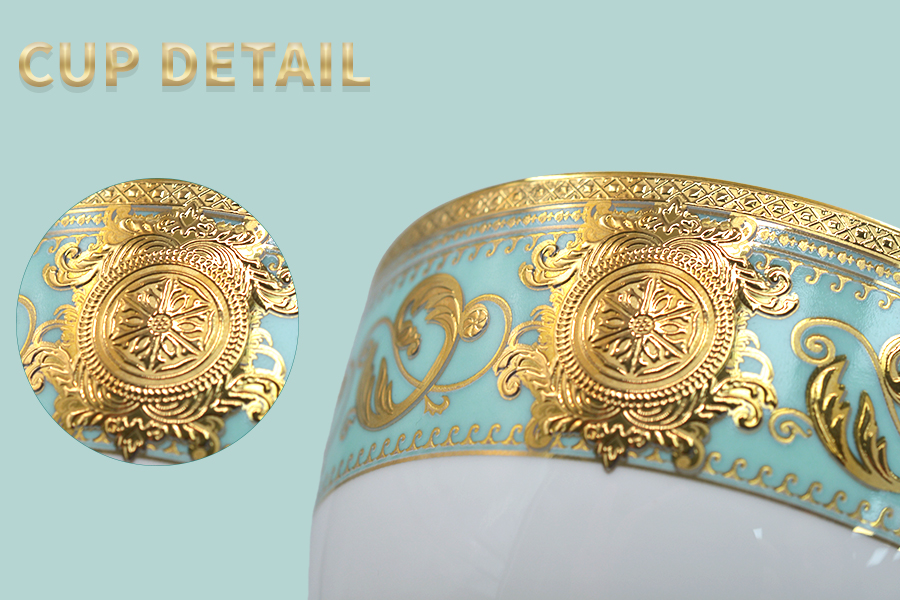 Top selling porcelain embossed gold trim coffee tea cup saucer set luxury with gift box