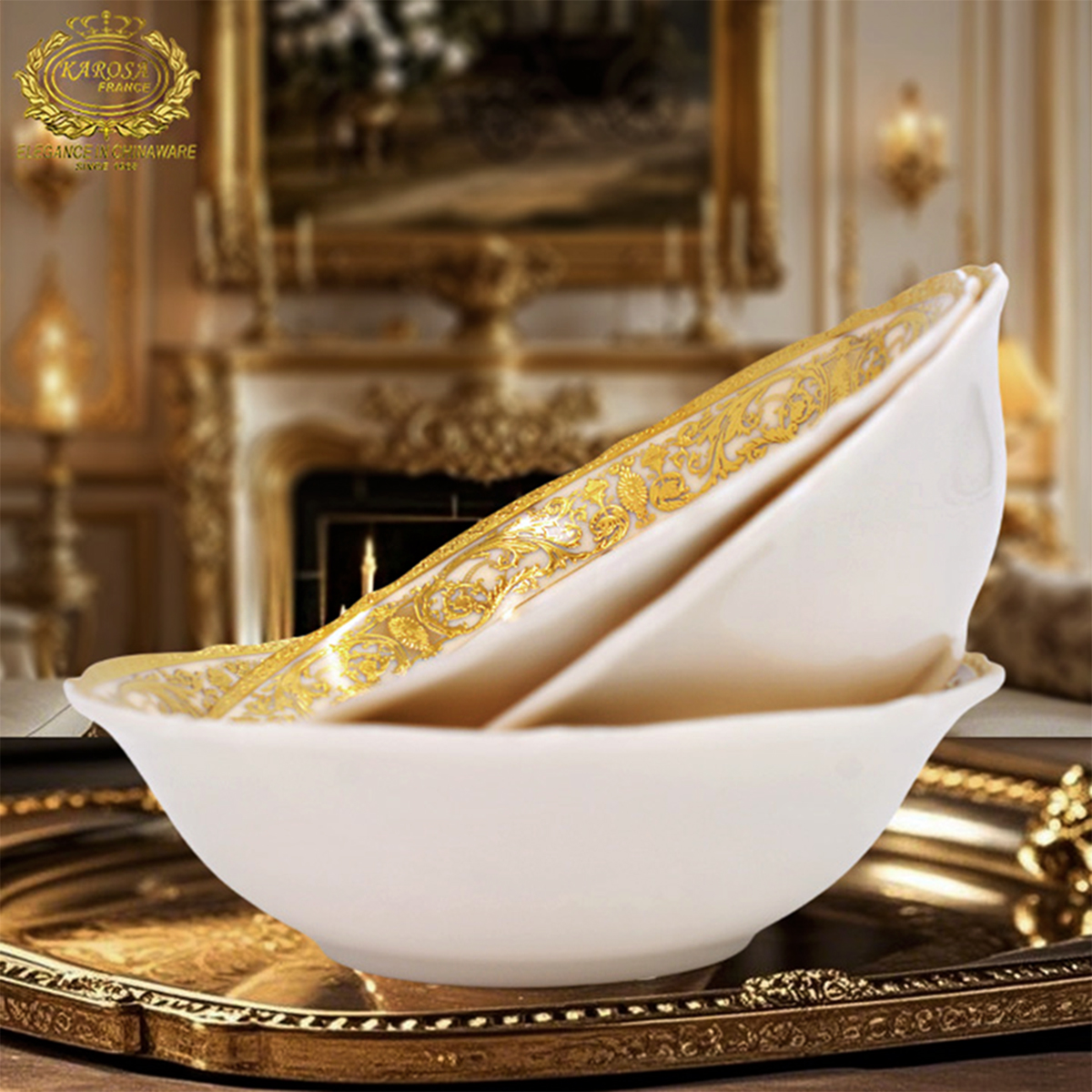 Luxury 24pcs Designer Royal Porcelain Dinner Set Bone China Ceramic Manufacturer Luxury Gold Dinnerware Set for 6 person 