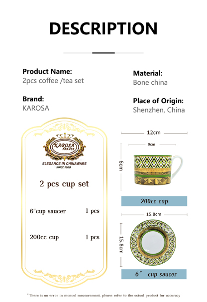 Elegant American porcelain luxury golden vintage 240cc cup sets for coffee and tea with luxury box