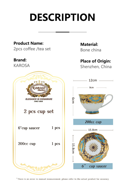 Turkish English porcelain bone china embossed durable gold trim coffee tea cup saucer set with luxury gift box