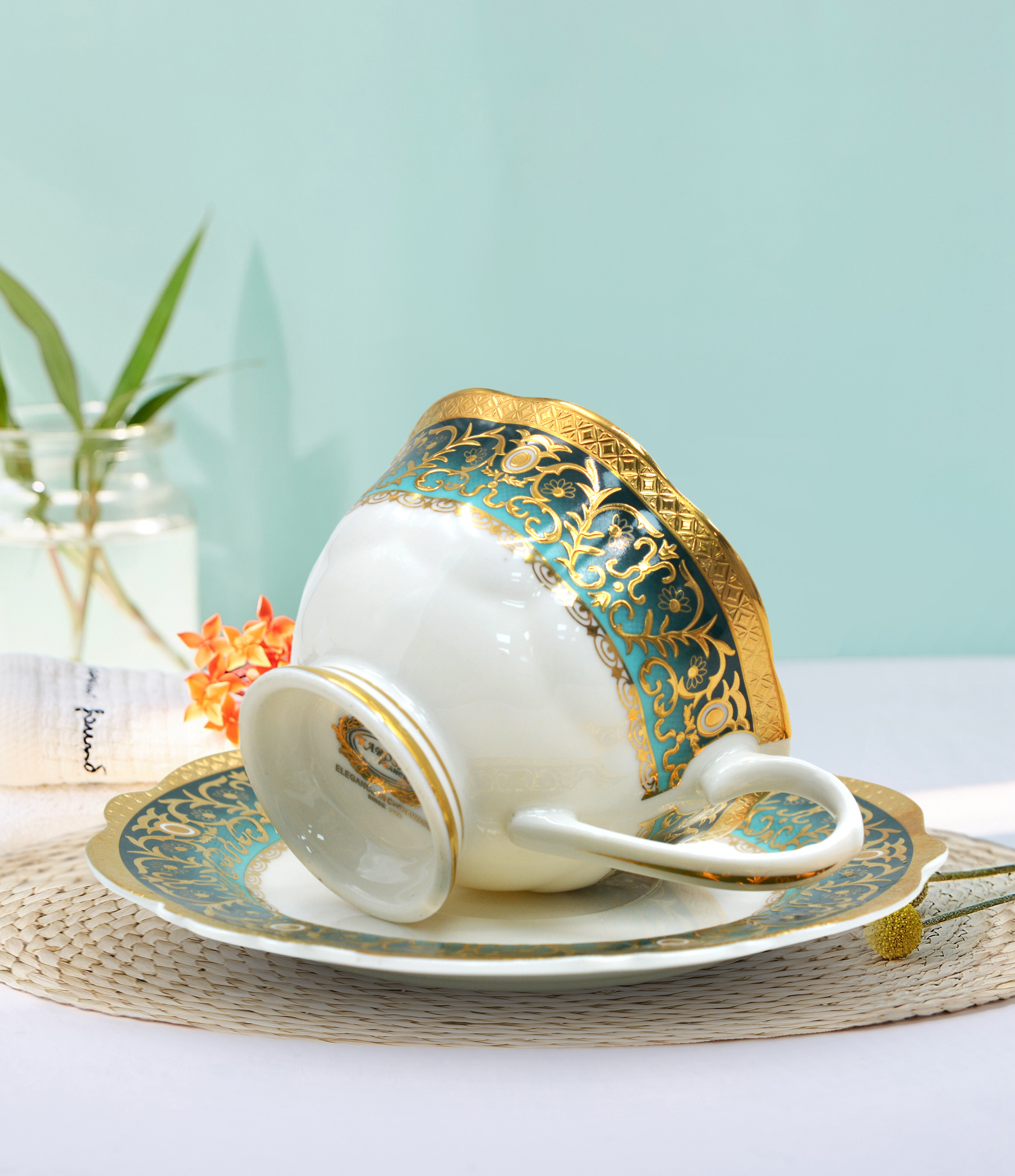 7 oZ  200cc Stackable Ceramic bone china Coffee Mugs with Texture Patterns for Man Woman Dad Mom Modern tea cup set for Latte Cappuccino Cocoa Dishwasher Safe