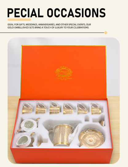 17pcs luxury design tea cup set for woman gifts afternoon tea set 