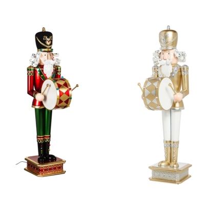 52"H Nutcracker Playing Drum w/Moving Hands and LED Lights