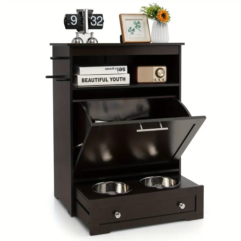 Pet Feeders With Storage Cabinet
