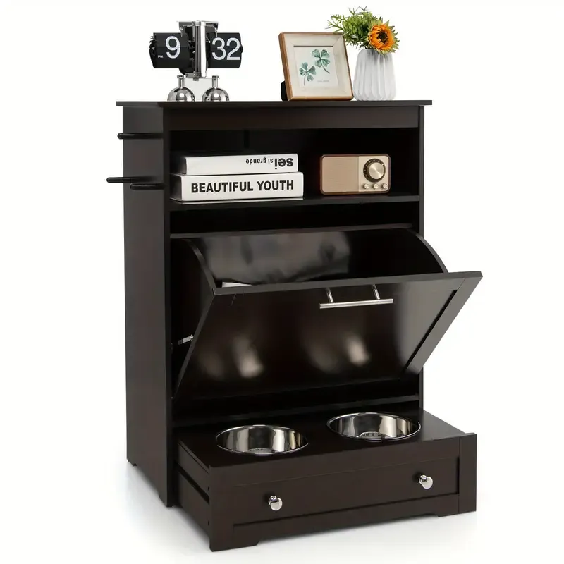 Pet Feeders With Storage Cabinet