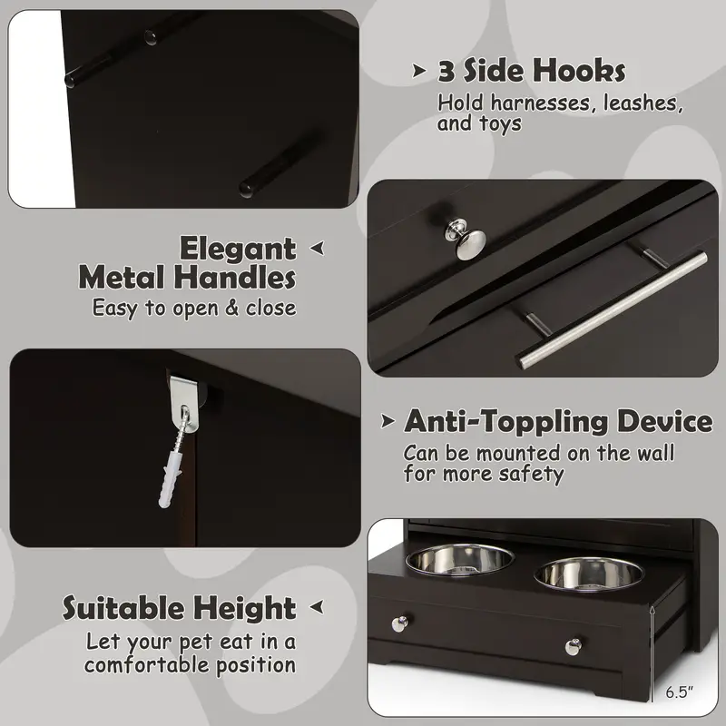 Pet Feeders With Storage Cabinet