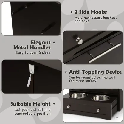 Pet Feeders With Storage Cabinet