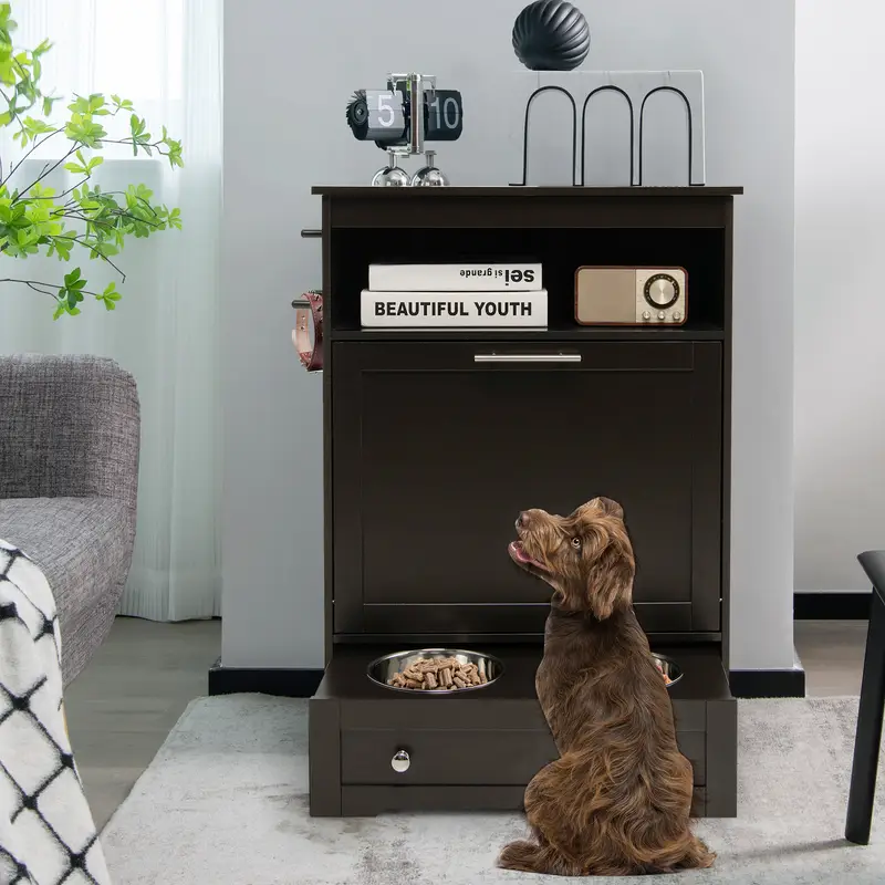 Pet Feeders With Storage Cabinet