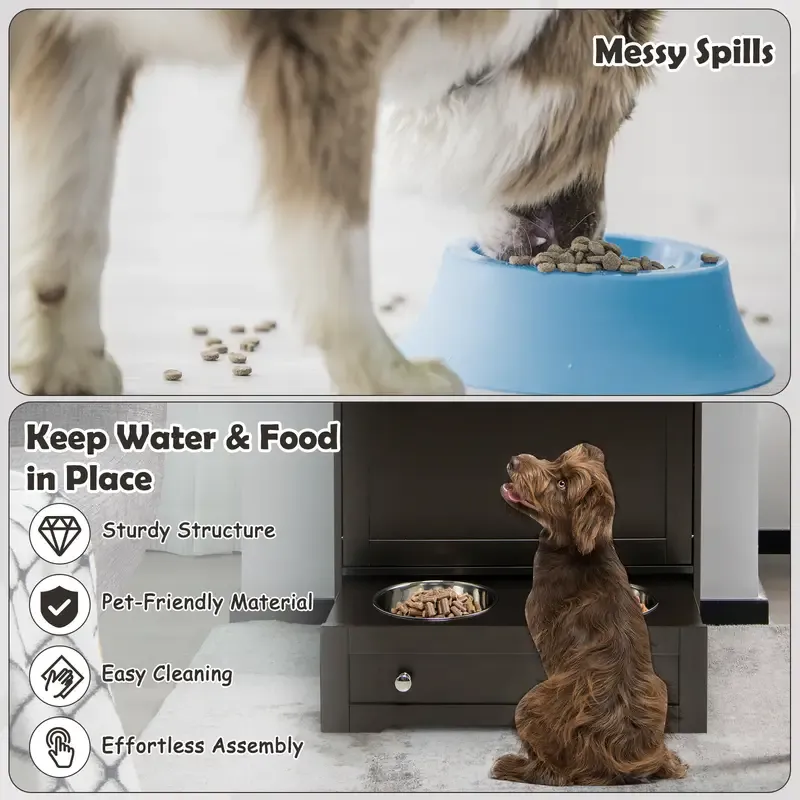 Pet Feeders With Storage Cabinet