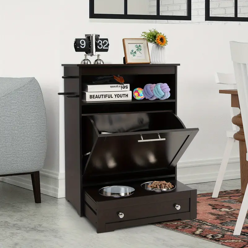 Pet Feeders With Storage Cabinet