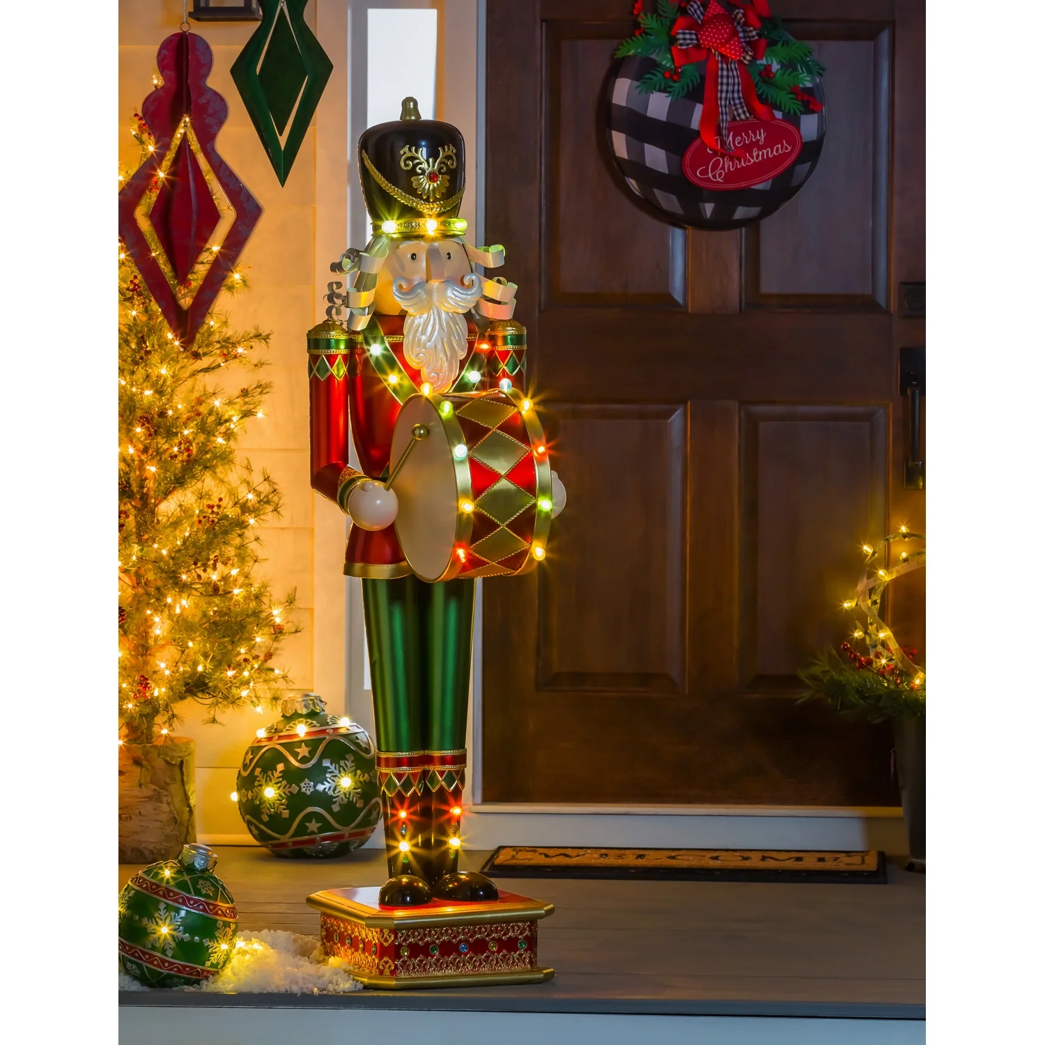 52"H Nutcracker Playing Drum w/Moving Hands and LED Lights
