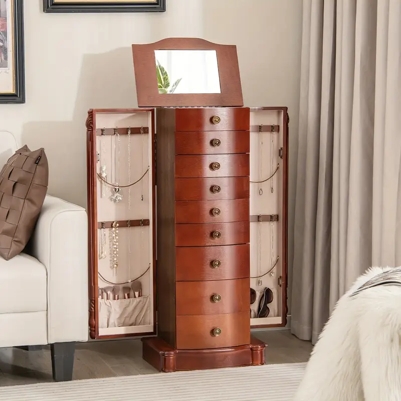  9-Layer Mirrored Jewelry Cabinet
