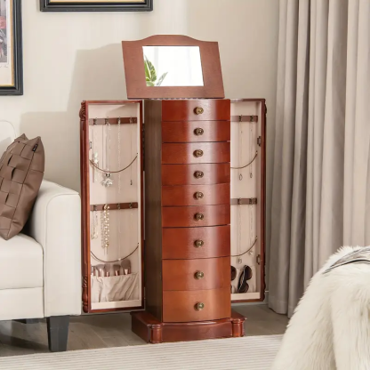  9-Layer Mirrored Jewelry Cabinet