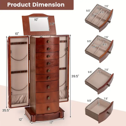  9-Layer Mirrored Jewelry Cabinet