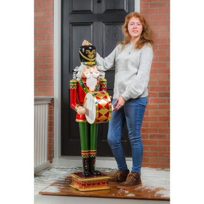 52"H Nutcracker Playing Drum w/Moving Hands and LED Lights